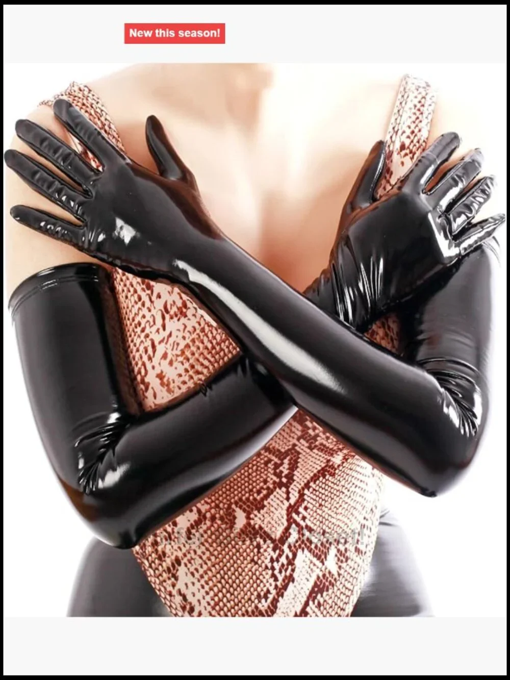 Shiny Faux Leather Wet Look Long Gloves Arm Length Cosplay Gloves